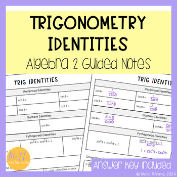 Preview of Proving Trigonometric Identities Guided Notes for Algebra 2 Trigonometry | FREE