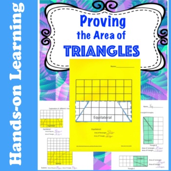 Preview of Worksheet for Area of Triangles Prove with Hands-On Activity