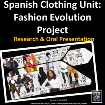 Preview of Proyecto La Ropa Spanish Clothing Unit Project Fashion Evolution in 5 decades