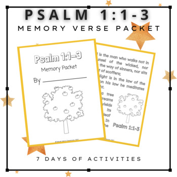 Psalm 1:1-3 || Bible Verse Memory Packet by Bekah Sian's Classroom