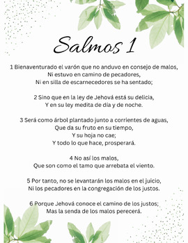 Preview of Psalm 1 /Psalmos 1 (Printable In Spanish)