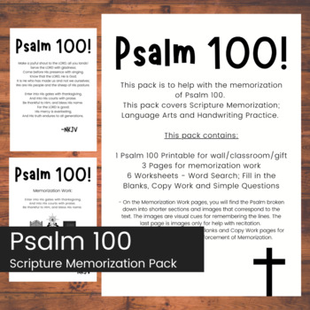 Preview of Psalm 100 - Scripture Memorization and Language Arts Pack