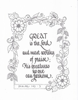 Preview of Psalm 145:3 'GREAT is the LORD' with Floral Border