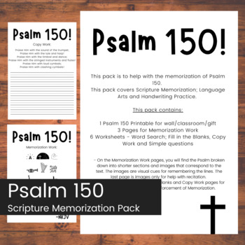 Preview of Psalm 150 - Scripture Memorization and Language Arts Pack