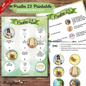 Preview of Psalm 23 Bible Memorization tool, Printable, Bible Lesson
