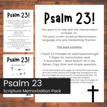 Preview of Psalm 23 - Scripture Memorization and Language Arts Pack