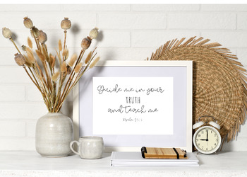 Guide Me in Your Truth and Teach Me Bible Verse Print by Emersons Paper