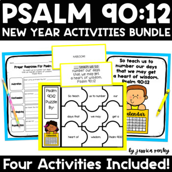 Preview of Psalm 90:12 Activities Bundle | Christian New Year Bible Verse for Kids | Winter