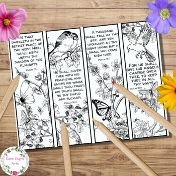 Psalm 91 KJV Bible Verse Coloring Bookmark Calm Scripture Activity ...