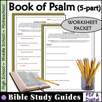 Preview of Psalm Bible Study Questions Worksheets