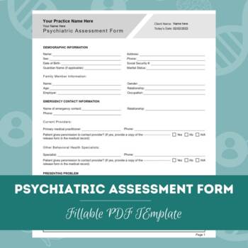 Preview of Psychiatric Forms Bundle | Editable / Fillable / Printable PDF Templates