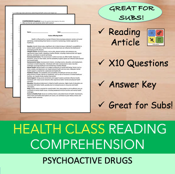Preview of Psychoactive Drugs - Reading Passage and x 10 Questions (EDITABLE)