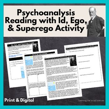 Preview of Psychoanalysis & Psychodynamic Reading with Id, Ego, & Superego Comic Activity