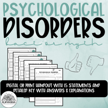 Preview of Psychological Disorders Fact or Myth