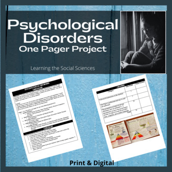 Preview of Psychological Disorders One Pager Project: Print and Digital