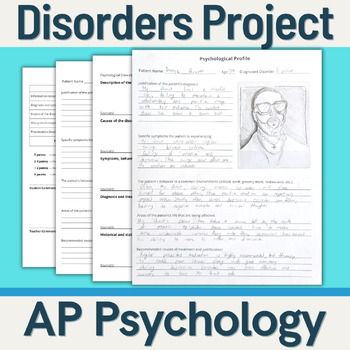 Preview of Psychological Disorders Project (Unit 8: Clinical)