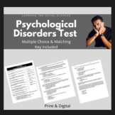 Psychological Disorders Test for Psychology: Print & Digital