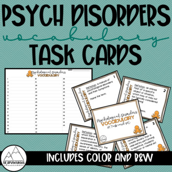 Preview of Psychological Disorders Vocabulary Task Cards