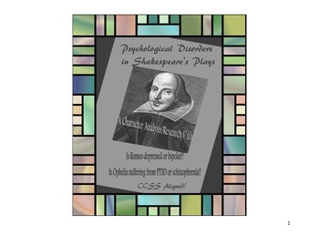 Preview of Psychological Disorders in Shakespeare's Plays  (CCSS Aligned)