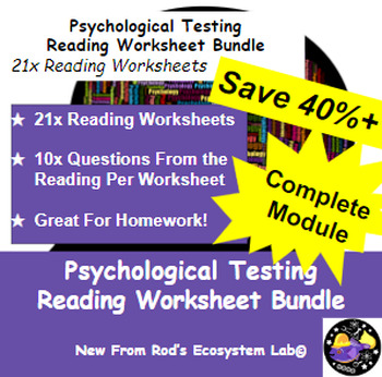Preview of Psychological Testing Module Reading Worksheet Bundle **Editable**
