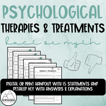 Preview of Psychological Therapies & Treatments Fact or Myth