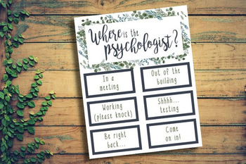 Preview of Where is the School Psychologist Sign - School Psychologist Office Decor