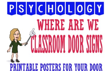 Preview of Psychology Classroom Door Signs Where are We? Location Notifications