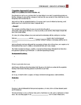 Preview of Psychology - Cognitive Approach Video/Lesson & Questions