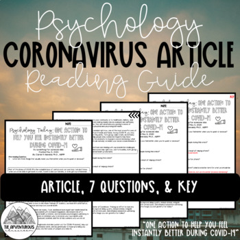 Preview of Psychology Coronavirus Article Reading Guide - Giving, Gratitude, and COVID-19