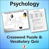 Psychology Crossword & Vocabulary Quiz