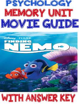 Preview of Psychology Finding Nemo Movie Questions with Answer Key for Memory Unit