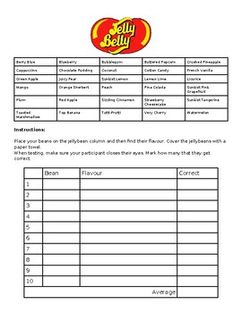 Preview of Psychology: Jelly Belly Experiment Activity