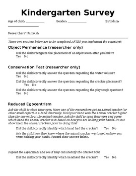 Preview of Psychology Kindergarten Development Survey