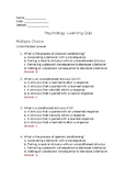 Psychology Learning Theories Quiz and Answer Key