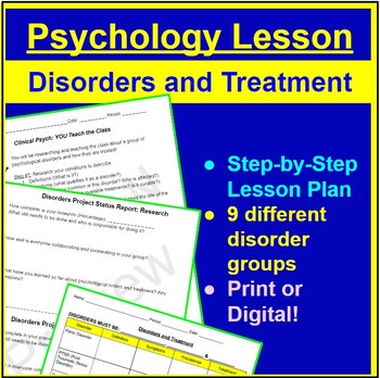 Preview of Psychology Lesson and Project: Psychological Disorders and Treatment