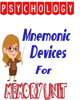 Preview of Psychology Memory Unit Mnemonic Device Activity Lesson Plan Rubric Examples
