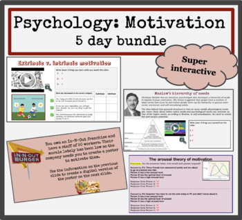 Preview of Psychology: Motivation- 7 day bundle