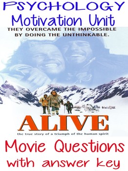 Preview of Psychology Motivation Unit Movie Questions for ALIVE with answer key