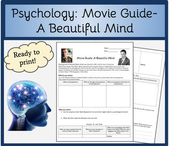 Preview of Psychology: Movie Guide- A Beautiful Mind