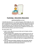 Psychology - Naturalistic Observation Activity - Research Methods