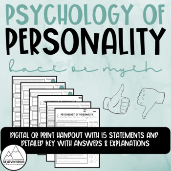Preview of Psychology of Personality Fact or Myth