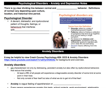 Preview of Psychology - Psychological Disorders Lesson(s) (w/ PPT & Video links)