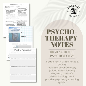 Preview of Psychology Psychotherapy 3 Page Notes Activity/Interactive Notebook