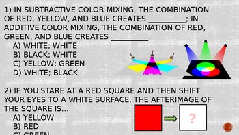 Preview of Psychology, Sensation & Perception, Color Vision Class Warm-Ups (Exit Tickets)