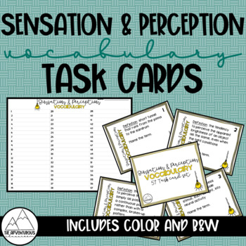 Preview of Psychology: Sensation & Perception Vocabulary Task Cards