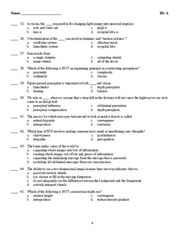 Psychology - Sensation and Perception Questions | TpT