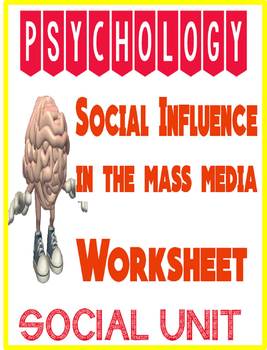 Preview of Psychology Social Influence in Mass Media Worksheet for Social Psychology
