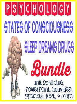 Preview of Psychology States of Consciousness Unit Bundle Sleep, Drugs, Hypnosis