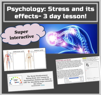Preview of Psychology: Stress and its effects- 3 day lesson