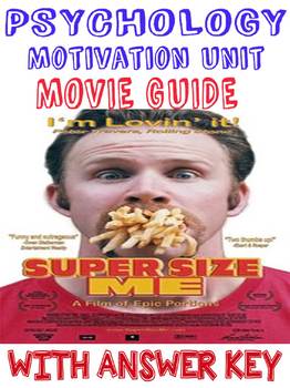 Preview of Psychology Super Size Me Documentary Movie Guide with Key for Motivation Unit